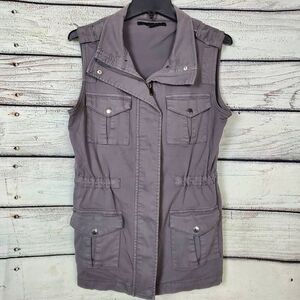 Tinsel Utility Vest Women’s Size S Gray Cargo Pocket Sleeveless Zip Front